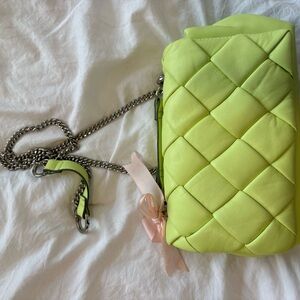 Lime Quilted Chain Shoulder Bag